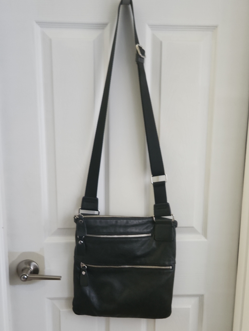 Black Crossbody Bag with Front Zip Pockets - Margot NY